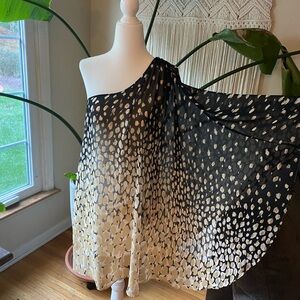 Black, gold,cream one shoulder mini dress size small